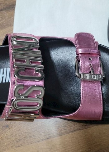 Moschino Pembe Parlak Platform Topuklu Kadın Terlik