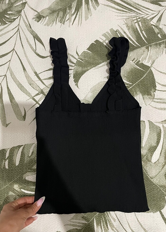 Kalın askı siyah badi/crop - Görsel 2