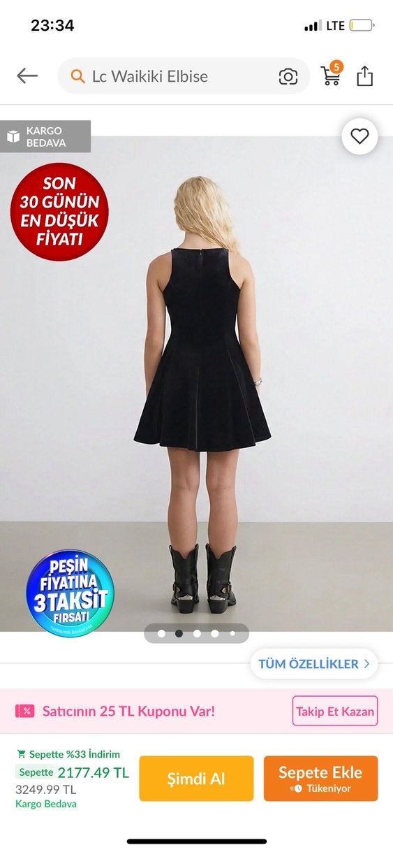 Siyah Pilili Midi Gotik Elbise - Görsel 2