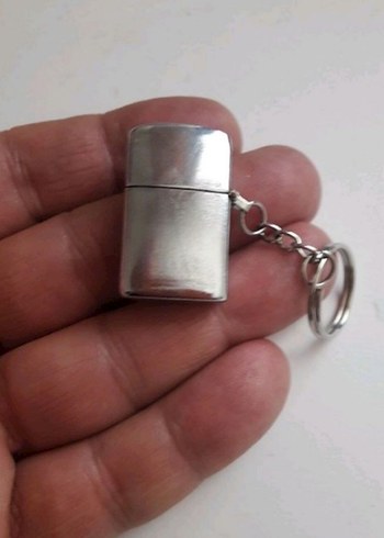  Benzinli Zippo Seklinde Gri Metal Çakmak Anahtarlık