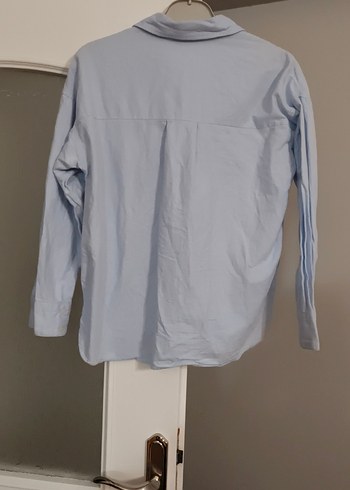 Mavi Keten Kadın Gömlek, Düğmeli, Uzun Kollu zara 11/12 yas - Görsel 5