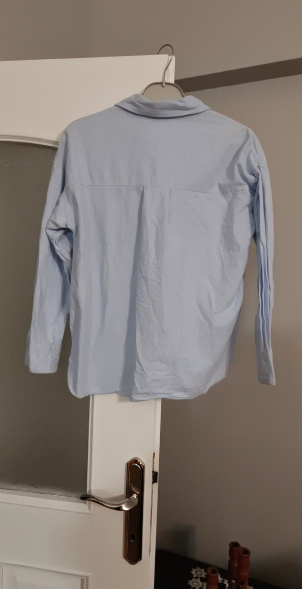 Mavi Keten Kadın Gömlek, Düğmeli, Uzun Kollu zara 11/12 yas - Görsel 5