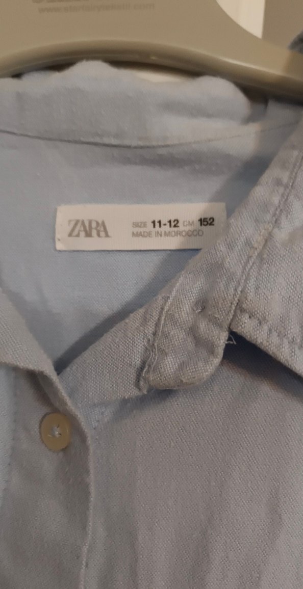 Mavi Keten Kadın Gömlek, Düğmeli, Uzun Kollu zara 11/12 yas - Görsel 2