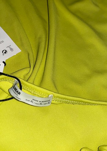 Pull and Bear Sarı V Yaka Drapeli Midi Elbise