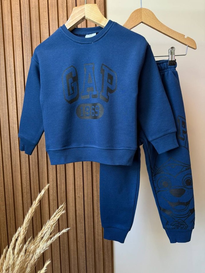 Erkek Mavi Gap Baskılı Eşofman Takımı - Görsel 3