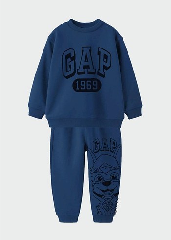 GAP Erkek Çocuk Mavi Sweatshirt ve Eşofman Takımı - Görsel 2
