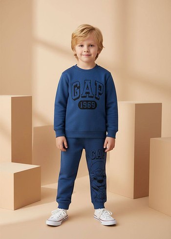 GAP Erkek Çocuk Mavi Sweatshirt ve Eşofman Takımı - Görsel 4
