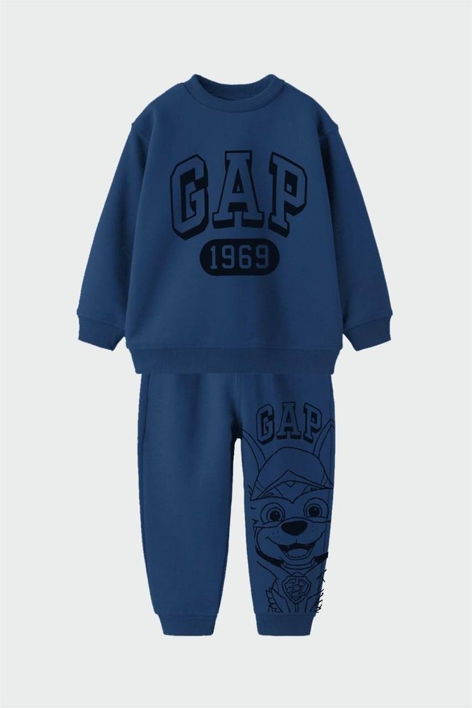 GAP Erkek Çocuk Mavi Sweatshirt ve Eşofman Takımı - Görsel 2