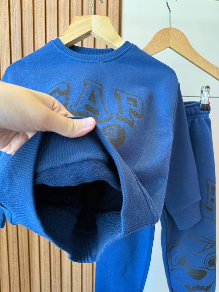 GAP Erkek Çocuk Mavi Sweatshirt ve Eşofman Takımı - Görsel 3