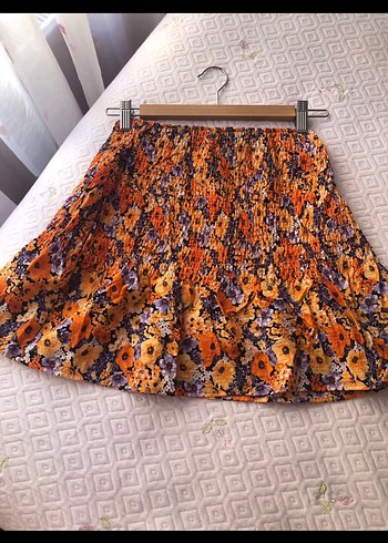 Çiçek Desenli Renkli Mini Etek - Görsel 4
