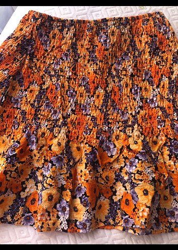 Çiçek Desenli Renkli Mini Etek - Görsel 6