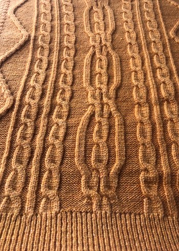 Hardal rengi Örgü V Yaka Kadın Süveter - Görsel 5