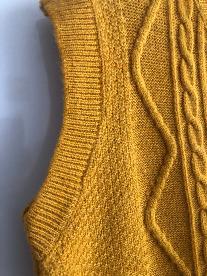 Hardal rengi Örgü V Yaka Kadın Süveter - Görsel 3