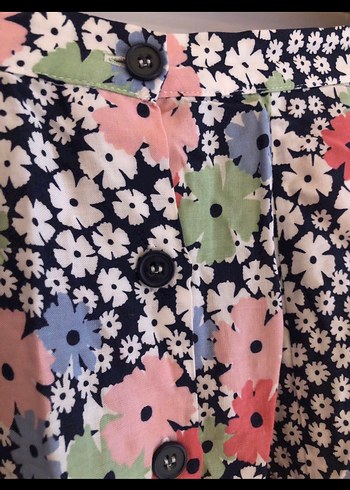 Çiçek Desenli Düğmeli Bohem Midi Etek - Görsel 3