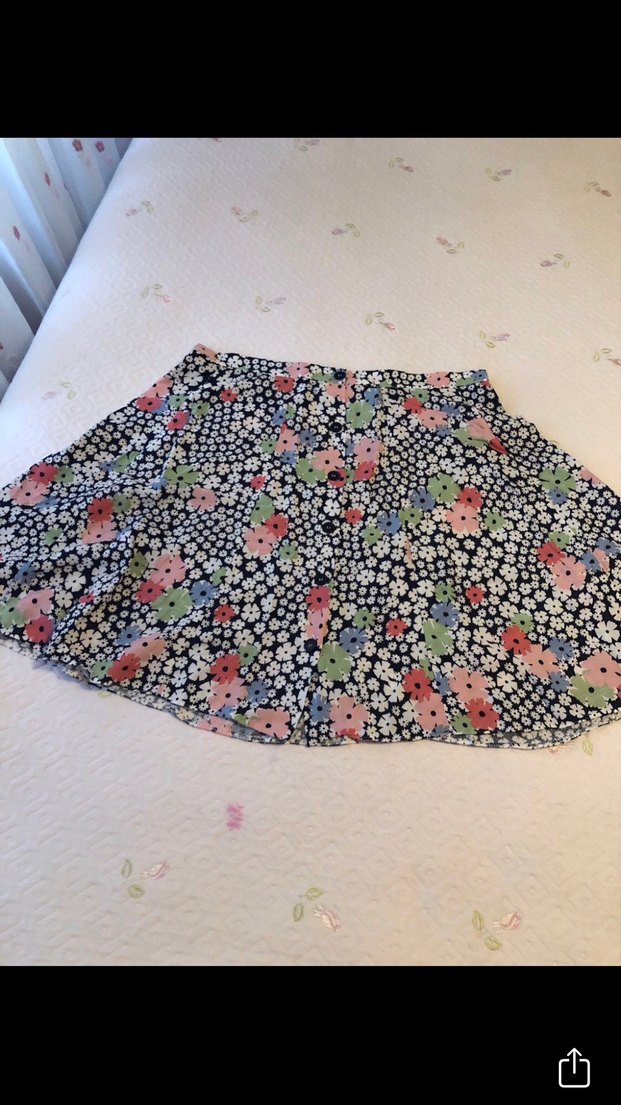 Çiçek Desenli Düğmeli Bohem Midi Etek - Görsel 5