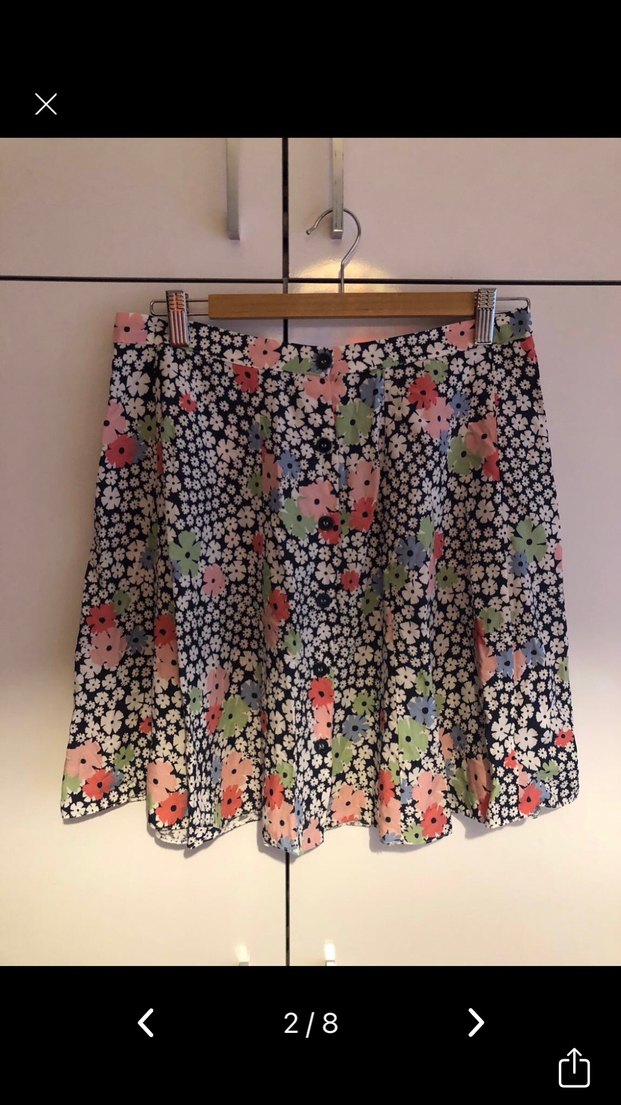 Çiçek Desenli Düğmeli Bohem Midi Etek - Görsel 2