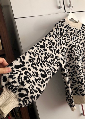 Bohem Zebra Desenli Triko Kazak - Görsel 4