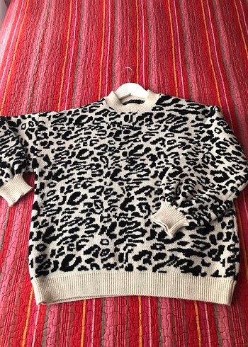 Bohem Zebra Desenli Triko Kazak - Görsel 5