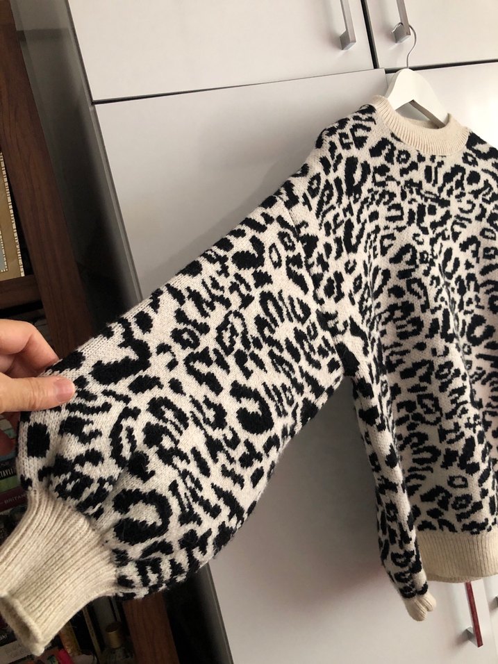 Bohem Zebra Desenli Triko Kazak - Görsel 4