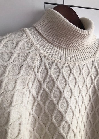 Beyaz Balıkçı Yaka Örgü Kadın Kazak - Görsel 2