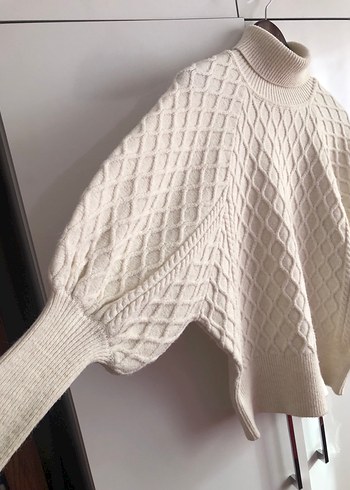 Beyaz Balıkçı Yaka Örgü Kadın Kazak - Görsel 3