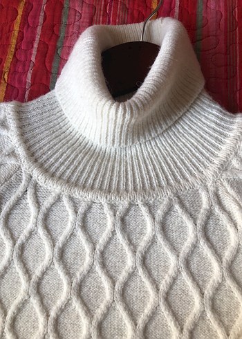 Beyaz Balıkçı Yaka Örgü Kadın Kazak - Görsel 8