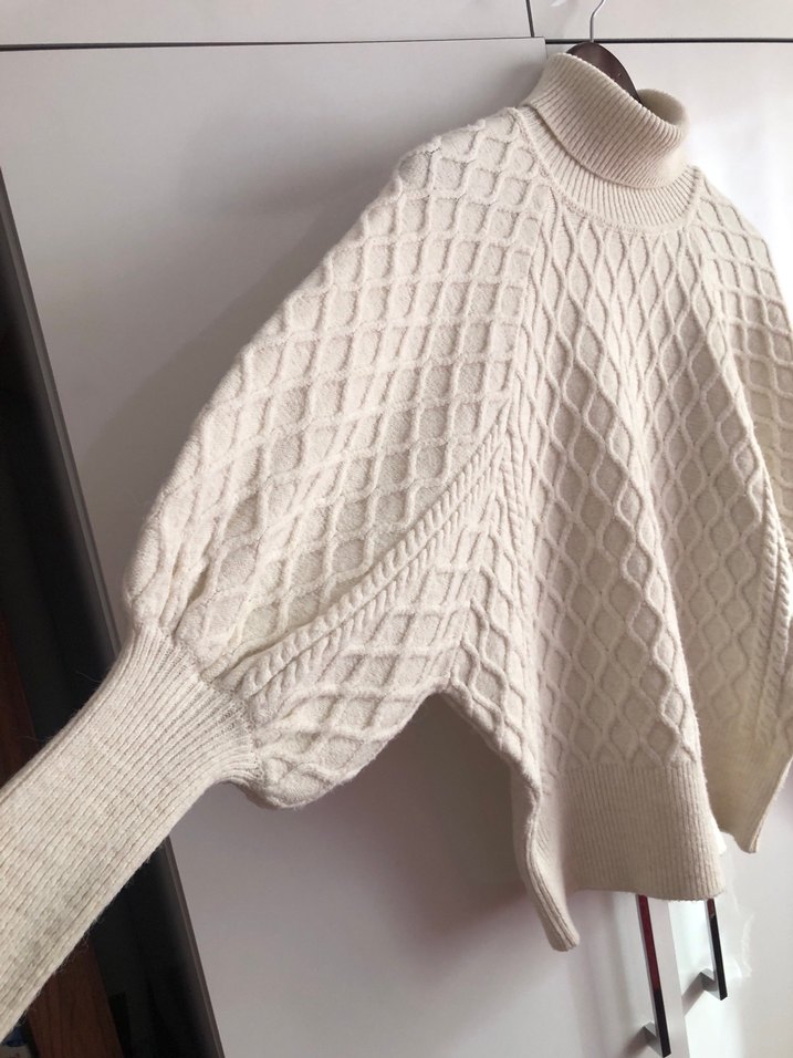 Beyaz Balıkçı Yaka Örgü Kadın Kazak - Görsel 3