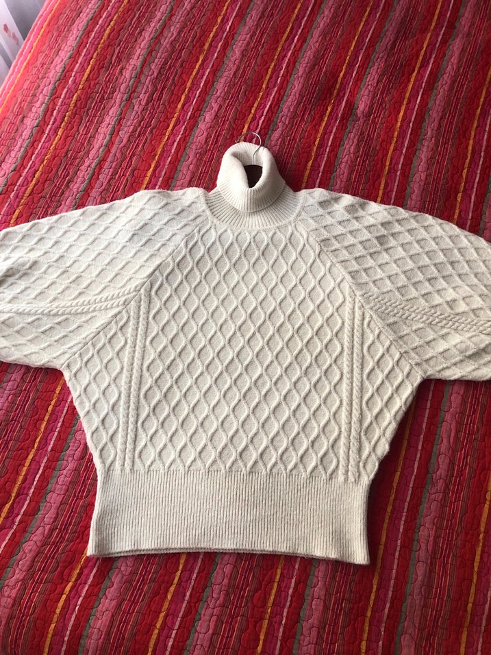 Beyaz Balıkçı Yaka Örgü Kadın Kazak - Görsel 4