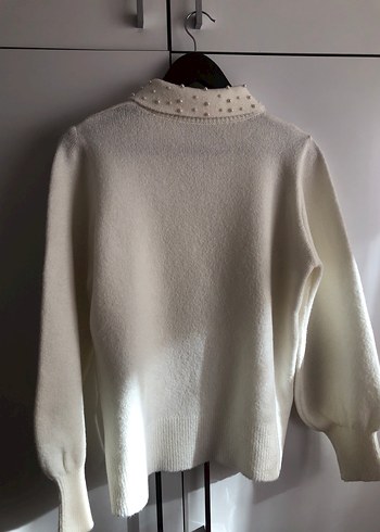 İnci Detaylı Beyaz Triko Kazak - Görsel 5