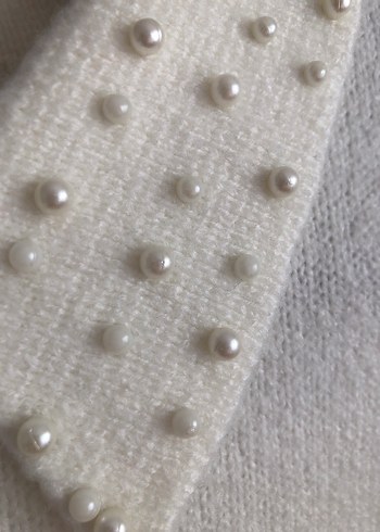 İnci Detaylı Beyaz Triko Kazak - Görsel 3