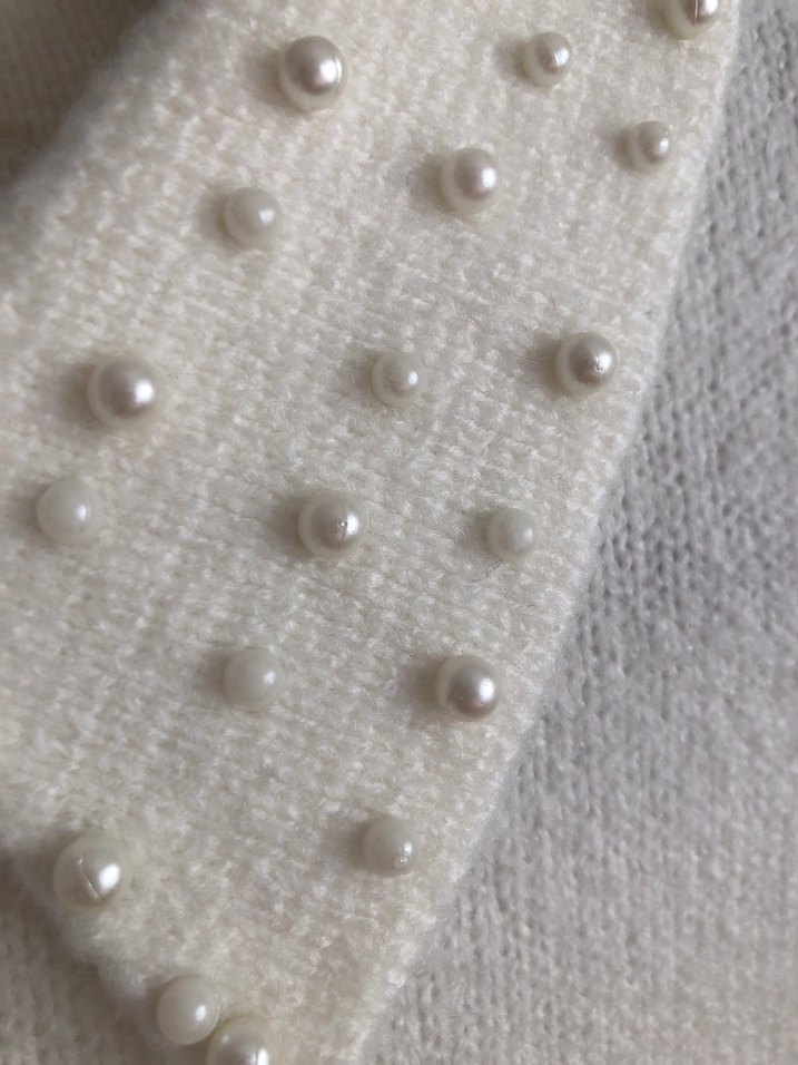 İnci Detaylı Beyaz Triko Kazak - Görsel 3