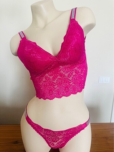 Kadın Taşlı Dantel Bralet Takım