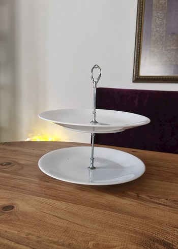 İki Katlı Beyaz Servis Tabağı - Görsel 2