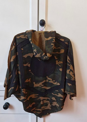 Kamuflaj Desenli Kadın Panço - Görsel 2