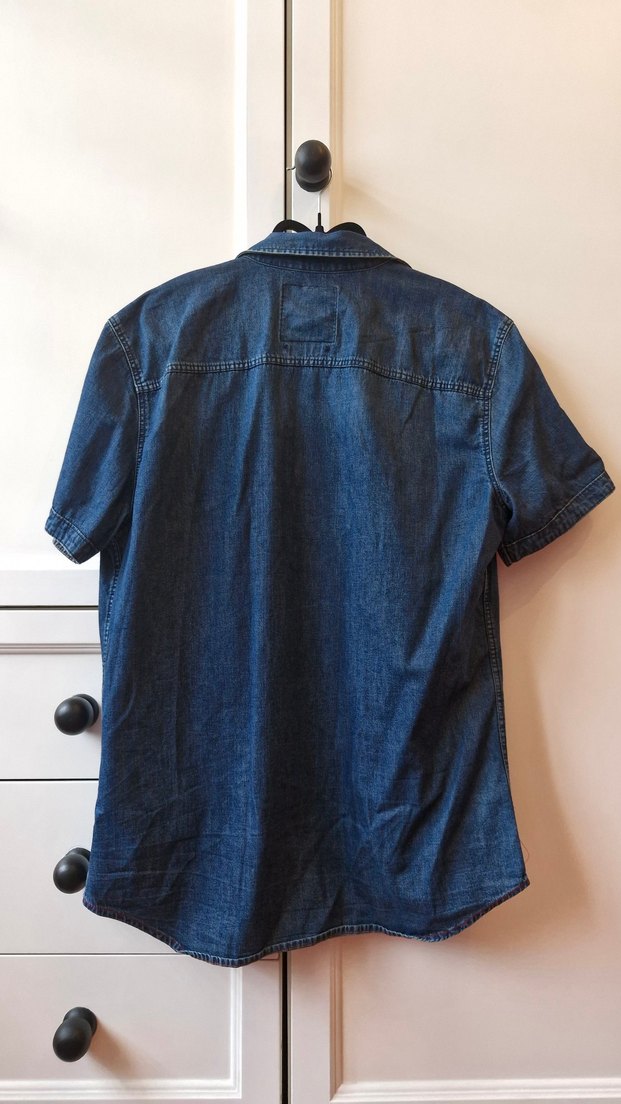 Mavi Denim Kısa Kollu Erkek Gömlek - Görsel 2