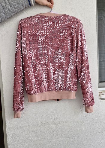 Pembe Payetli Kadın Ceket - Görsel 2