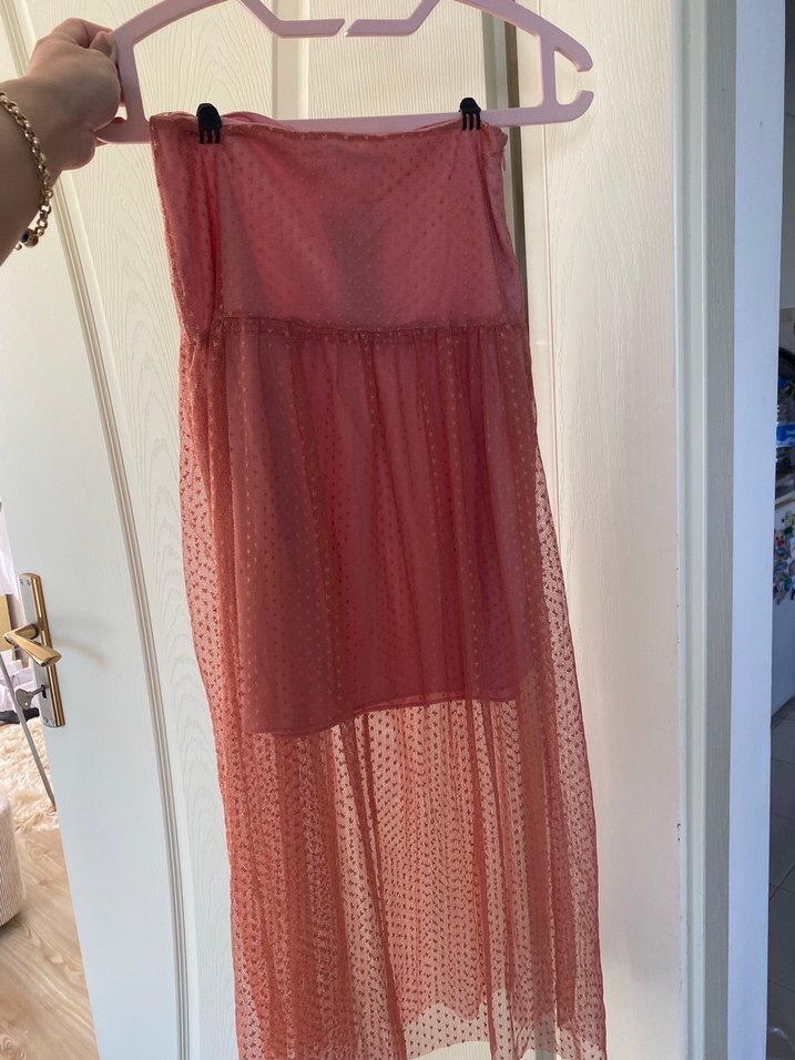 Pembe Midi Drapeli Hamile Eteği - Görsel 4