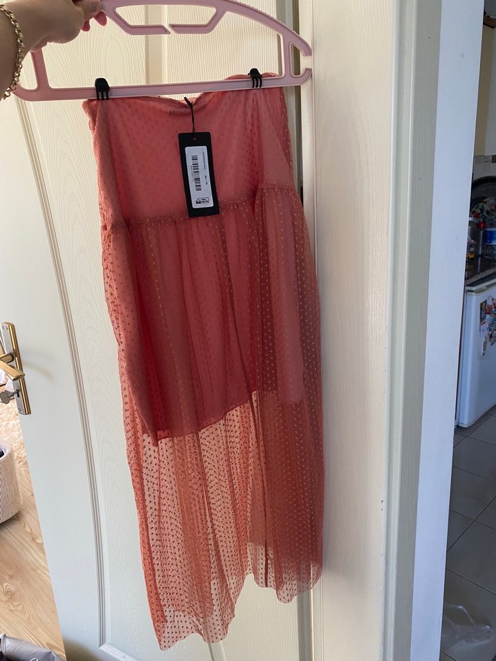 Pembe Midi Drapeli Hamile Eteği - Görsel 2