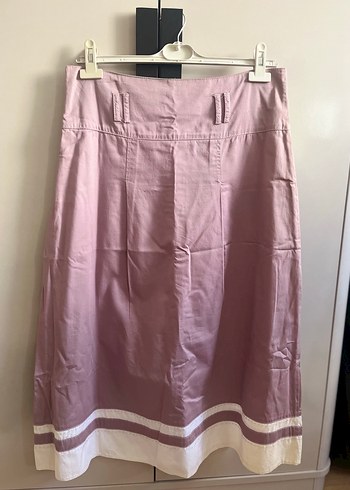 Düğmeli Cepli Bohem Etek - Lila - Görsel 2