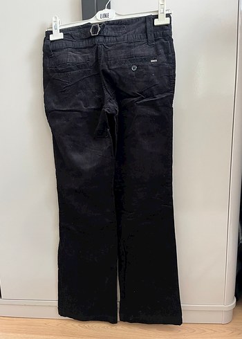 Düğmeli Siyah Denim Kadın Pantolon - Görsel 2