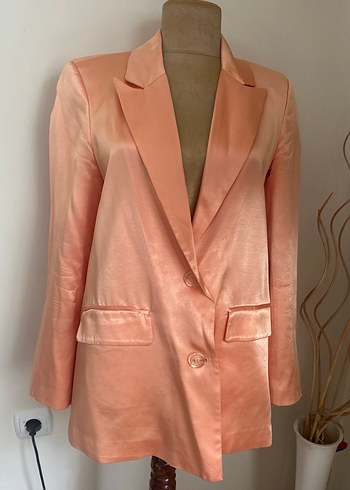 Zara Sikligin İsiltili Dokunusu Seftali Saten Blazer