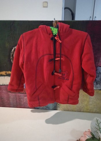 Düğmeli Kırmızı Kadife Hamile Mont - Görsel 7