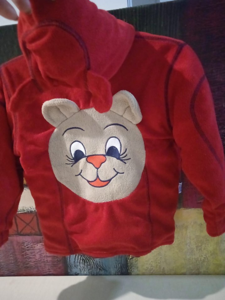 Düğmeli Kırmızı Kadife Hamile Mont - Görsel 3