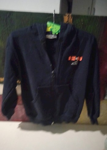 Erkek Çocuk Siyah Kapüşonlu Fermuarlı Sweatshirt - Görsel 2