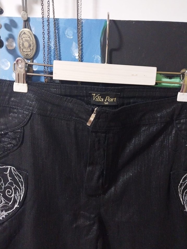 Siyah Biker Denim Kadın Kapri Pantolon - Görsel 2