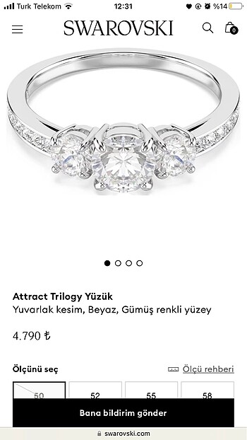 swarovski yüzük