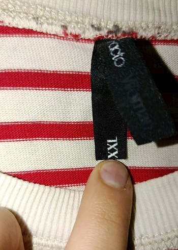 xxl Beden Kırmızı Çizgili Kadın Pamuklu Sweatshirt