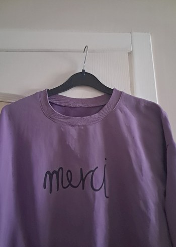 m Beden mor Renk Mor Bisiklet Yaka Kadın Sweatshirt