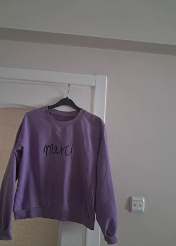 Mor Bisiklet Yaka Kadın Sweatshirt