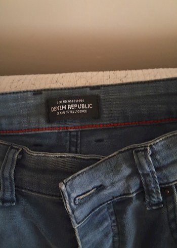 Diğer Düğmeli Gri Erkek Midi Denim Şort